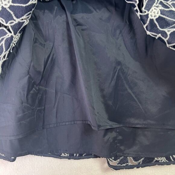 J.CREW Dress Women's Plus Size 16 Navy White Eyelet Midi Flounce Hem Overlay - Picture 8 of 12